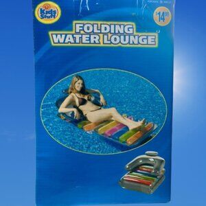 Kids Stuff Folding Inflatable Water Lounge Pool Float Chair Lounger 75" x 30"